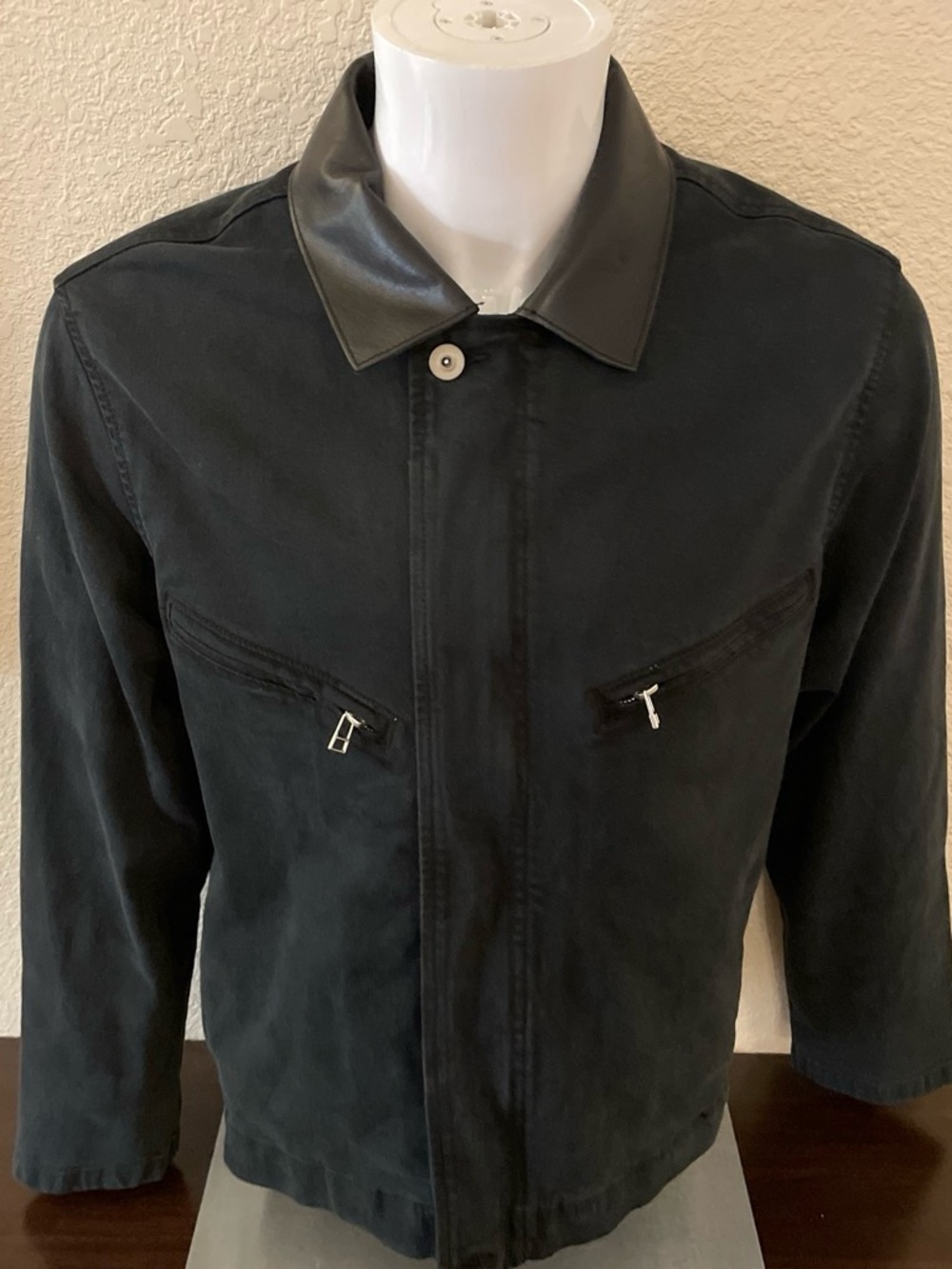 Zara Men Black Bomber Jacket with Faux Leather Collar - Picture 6 of 6